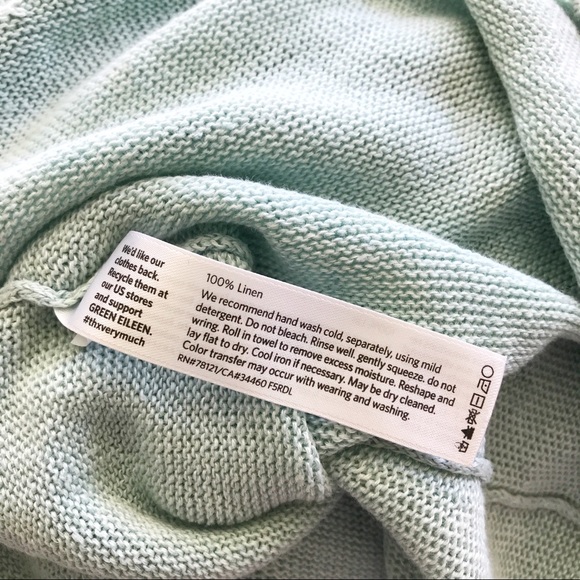Eileen Fisher Sweater 100% Linen Pale Green Lightweight Size Large - Picture 9 of 9